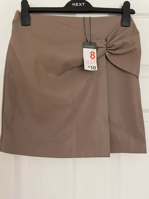 Ladies Brown Faux Leather Skirt Size 8