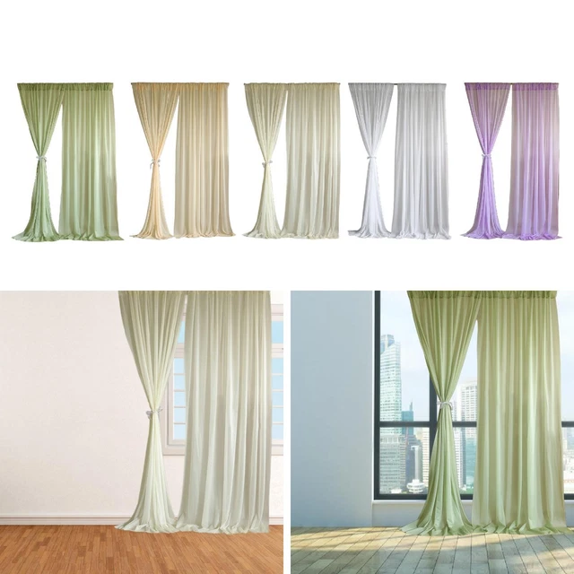 Lot de 2 rideaux de fond blancs avec lumières pour fêtes, 3 x 3 m en polyester infroissable pour photo de mariage, fête prénatale, anniversaire, cérémonie, réception, décoration de fête à la