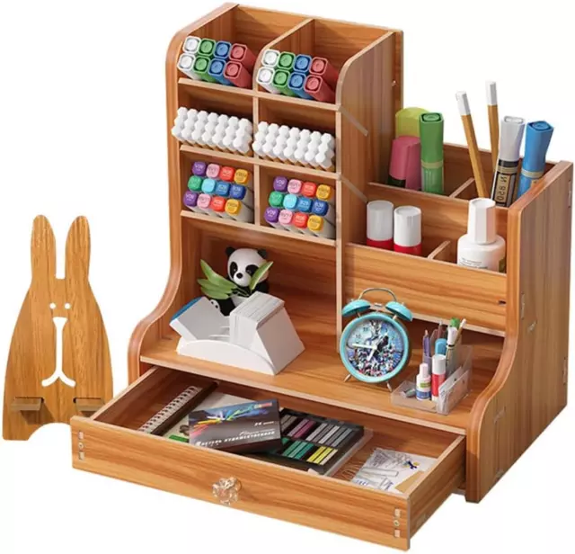 Holz-Schreibtisch-Organizer Mit Schublade, Für Schreibwaren Mit Großer Kapazität