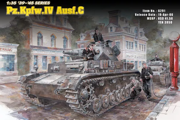 Dragon 1/35 Scale German Pz.Kpfw.IV Ausf.C Tank Plastic Model Kit - 6291