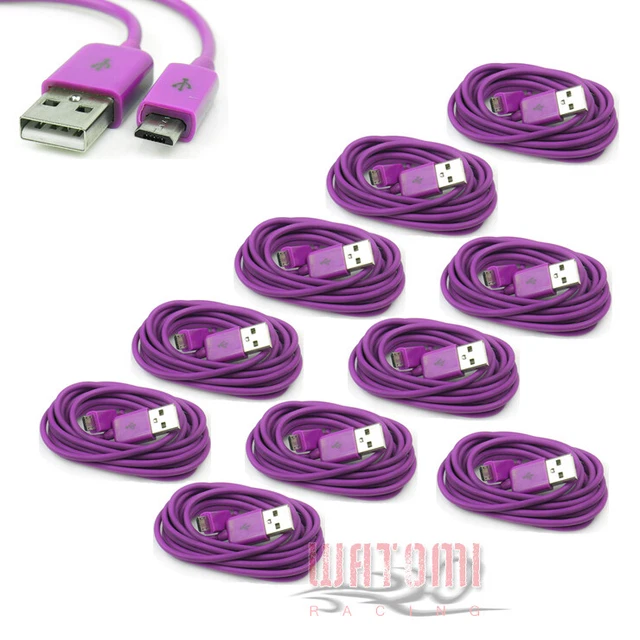 10X 10Ft Micro Usb Sync Power Charger Cable Purple For Galaxy S4 Siii Note 2