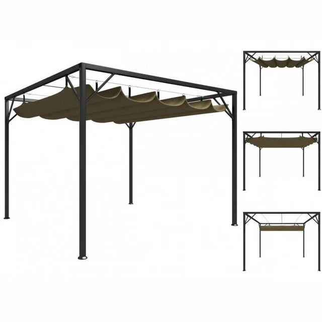 Garten Pavillon Gartenzelt Mit Ausziehbarem Dach 3x3 M Taupe 180 G / M²