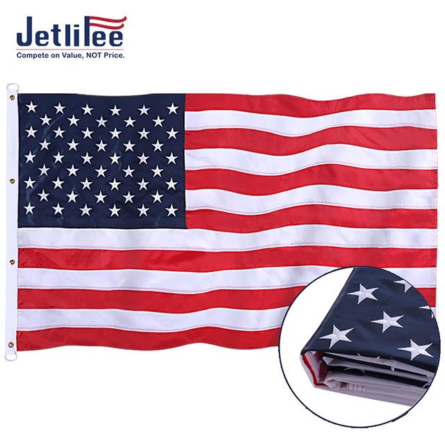 Jetlifee 3x5 4x6 5x8 6x10 ft American Flag US USA Flags Embroidered Stars 420D