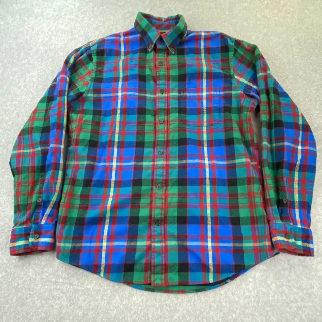 Lands End Mens Button Down Shirt Medium M 15-15 1/2 Flannel Plaid Long Sleeve