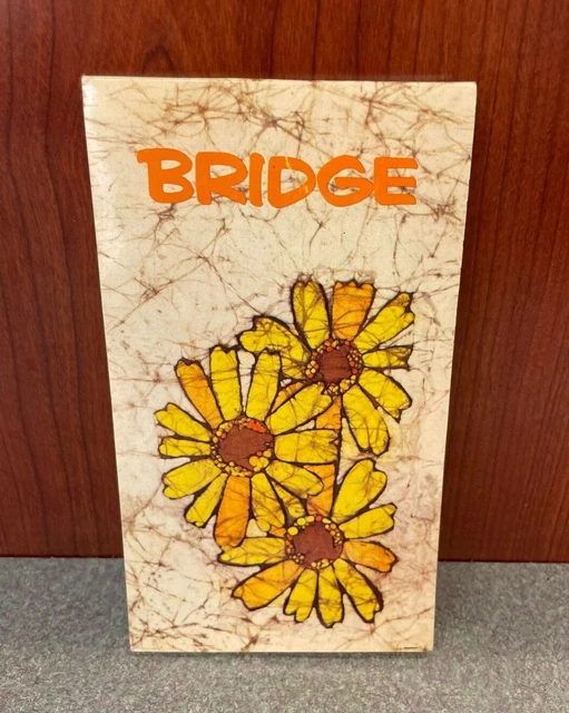 VINTAGE BRIDGE CARD Game Contract Score Pad Sunflower Flowers Playing vintage-bridge-card-game-contract-score-pad-sunflower-flowers-playing