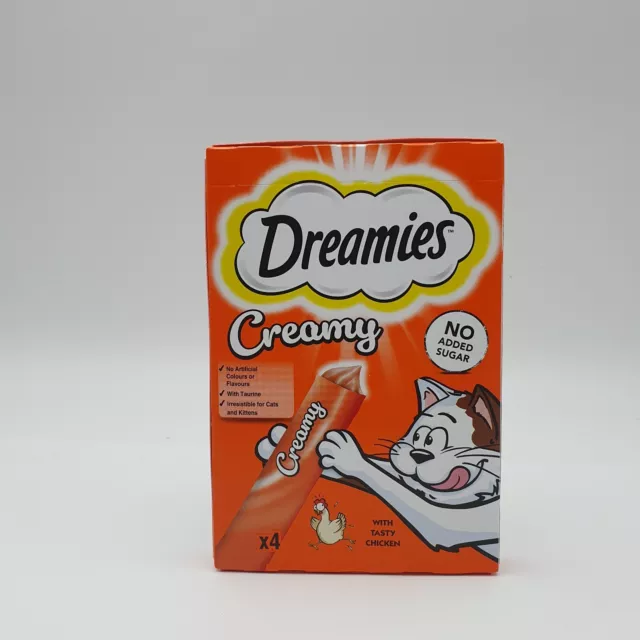 NEW-DREAMIES CREAMY Liquid Cat Treats with Tasty Chicken (4x10g pack)