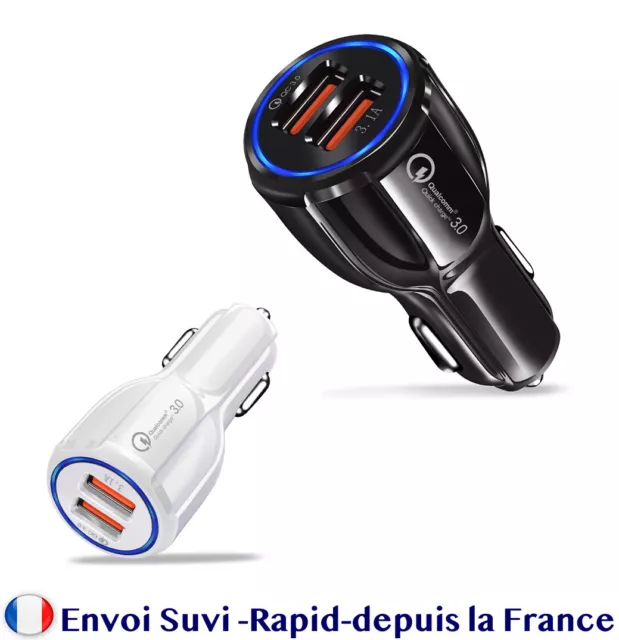 CHARGEUR VOITURE ALLUME CIGARE USB DOUBLE PORT TELEPHONE IPHONE SAMSUNG iPAD