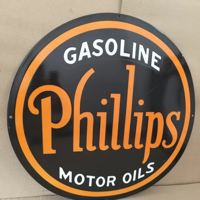 Phillips Gasoline Motor Oils Porcelain Enamel Metal Sign 30x30 Inches