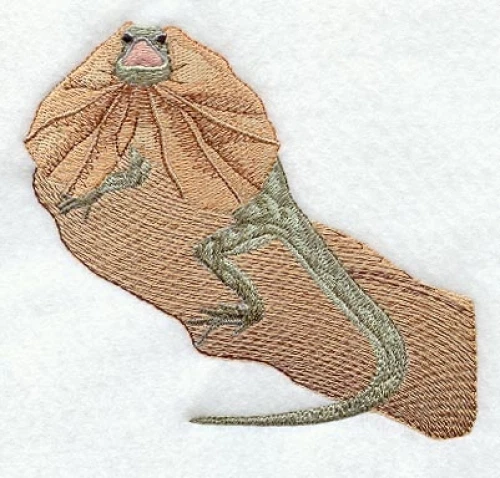 Embroidered Long-Sleeved T-Shirt - Frill-Necked Lizard M1961 Sizes S - XXL