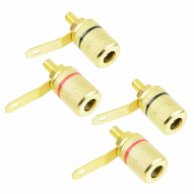 4 Pieces Red + Black Gold Plated 4mm Speaker Binding Post Socket Connector