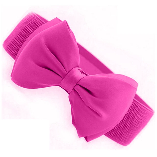 Womens Bowknot Buckle Waist Belt Elastic Bow Wide Cinch Dress Stretch Waistband