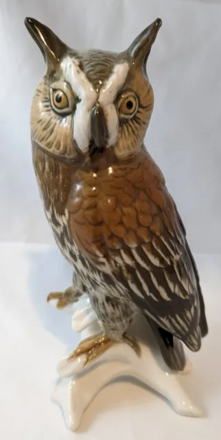 Karl Ens Dresden Porcelain Horned Ear Owl Bird Figurine German