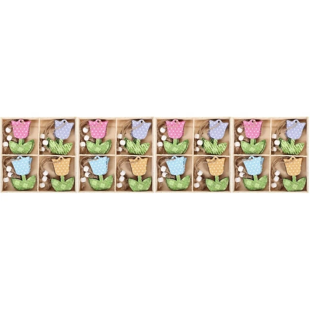 4 scatole a forma di tulipano in legno pezzi colorati in legno tagli per