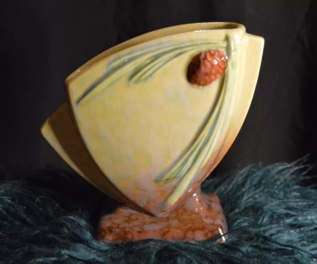 Roseville Art Pottery Wincraft Vase 272-6 Pine Cone in Yellow Green Brown
