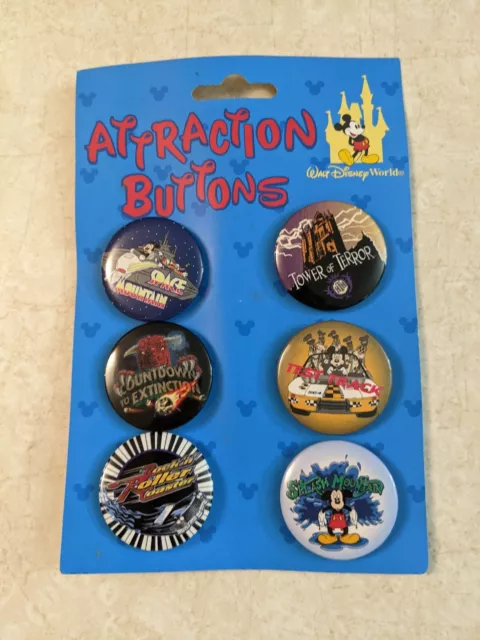 Walt Disney World WDW Park Attraction Buttons Pins  New on Card