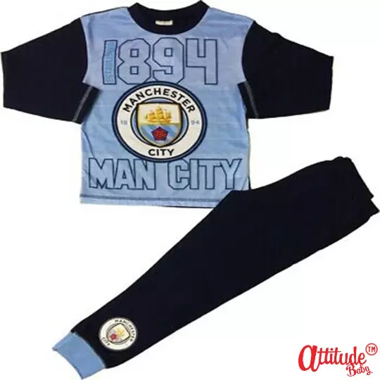 Manchester City FC-Offiziell-Personalisierter Kinder-Pyjama-Unisex-Mann City Pyjama 3