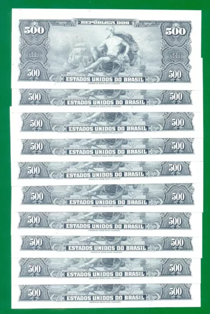 BRAZIL 50 CENTAVOS on 500 Cruzeiros ND(1967) P186 (10 pcs) UNC £94.72 ...