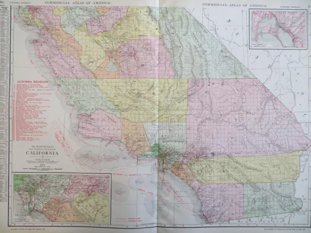California state 1912 scarce huge two sheet Map overprinted w/ RR lines 2