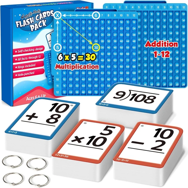 MATH FLASH CARDS + Math Board, Multiplication Flashcard Times Table ...