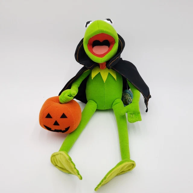 Kermit the Frog Halloween Cape Pumpkin Poseable Arms Plush Muppets Jim Henson