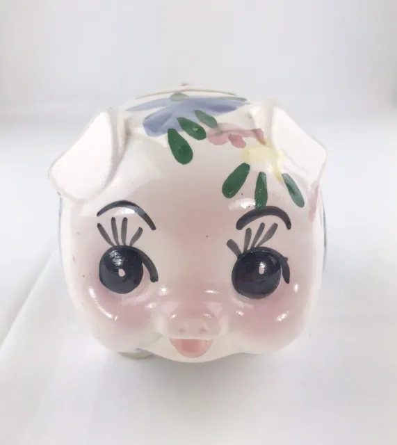 Pig Figurine Piggy Still Bank Glazed Porcelain Ceramic, Whimsical Piggy Bank