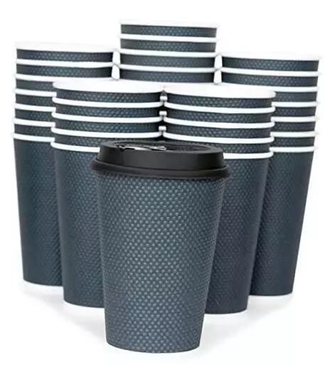 Disposable Coffee Cups With Lids - 12 oz Togo Coffee Cup With Lid (80 Dusk Grey