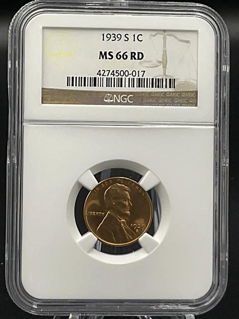 🔥 1939 S  Lincoln 1C Wheat Penny 🔥 MS 66 RD Beautiful Coin Details 🔥 Red Cent