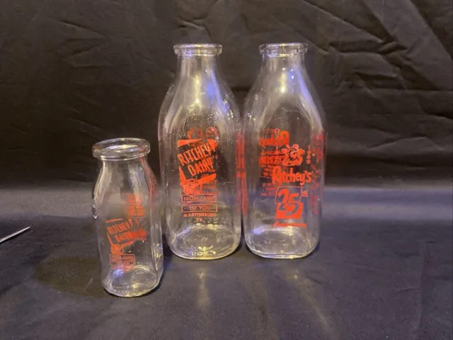 3 Ritchey Dairy Half Pint Milk Bottle And Two 1 Quart Bottles Martinsburg, PA