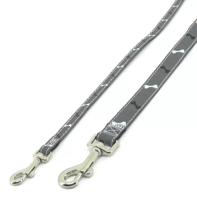 Nobby Leine REFLEKTOR BONE schwarz-grau - 120 cm lang - Nylon Hundeleine 1,2 m