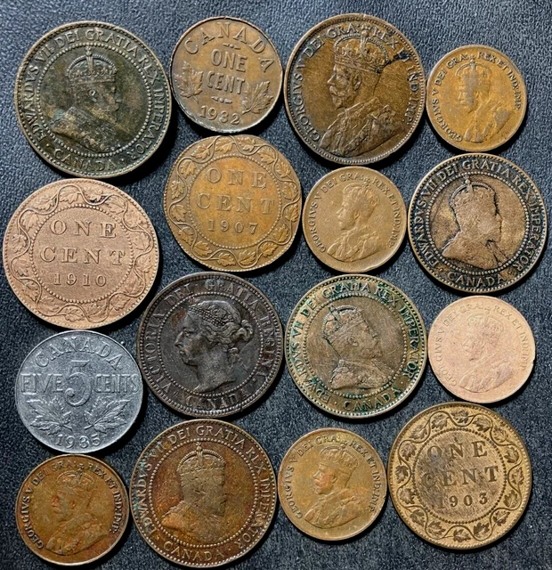 Old Canada Coin Lot - 1900-1935 - 16 EXCELLENT COINS - LOT #J8
