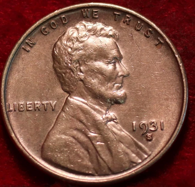 Uncirculated Red 1931-S San Francisco Mint Copper Lincoln Wheat Cent