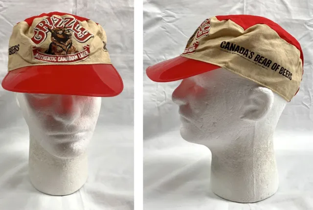 Vintage Grizzly Canadian Lager Beer Painters Hat Mens Womens Canada's Bear