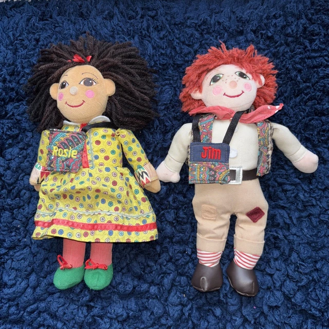 VINTAGE ROSIE AND Jim Rag Dolls 28cm Height VGC W original Bags 