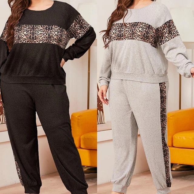 Felpa con cappuccio tempo libero taglie forti e set jogger donna nero grigio chiaro