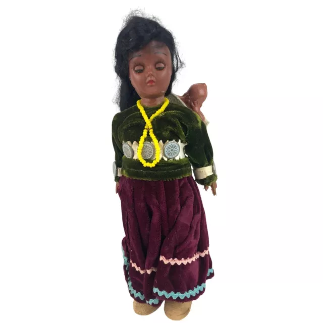 Carlson Native American Indian Doll Navajo Princess With Papoose 7.5"