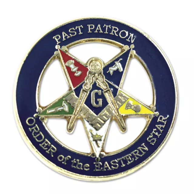 Past Patron Order of the Eastern Star Round Masonic Lapel Pin