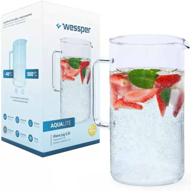 Jarra de vidrio Wessper AquaLite 2.5L resistente al calor