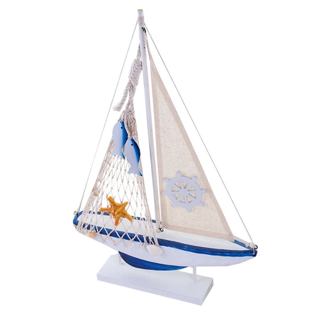 Bateau de pêche miniature - Vintage - 30cm - Bois - Décoration intérieure - Socle en bois - Maison Bateau de pêche miniature - Vintage - 30cm - Bois - Décoration intérieure - Socle en bois - Maison