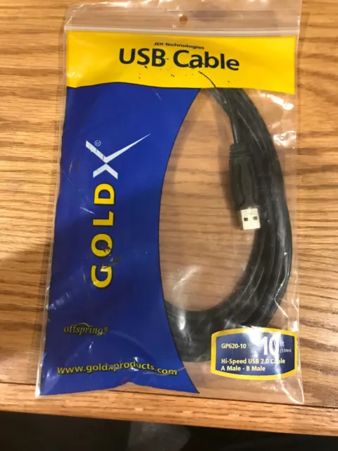 USB Cable High Speed A Male to B Male 10 ft. 3.04m GoldX Products