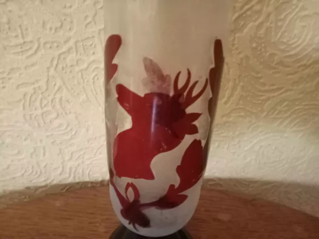 Antique Victorian Ruby Red Bohemian Glass Hand Blown Vase