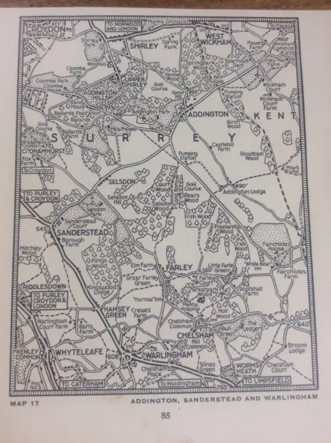 Addington Sanderstead Warlingham c1920 Map London South of the Thames 5x4”