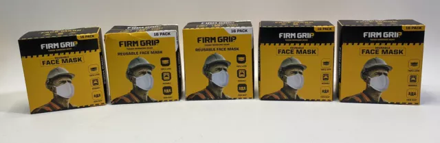 5 Cases Of 16 (80) Firm Grip Face Masks Reusable Breathable Washable, One Size