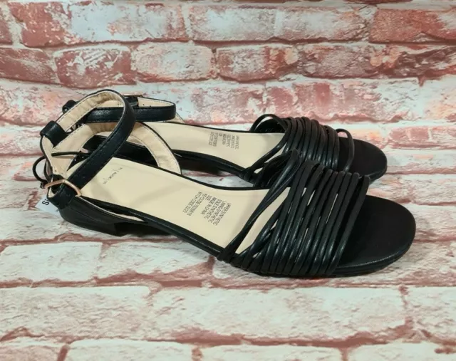 BNWT Older Girls Sz 2 Anko Brand Strappy Black Sandal Flats Shoes