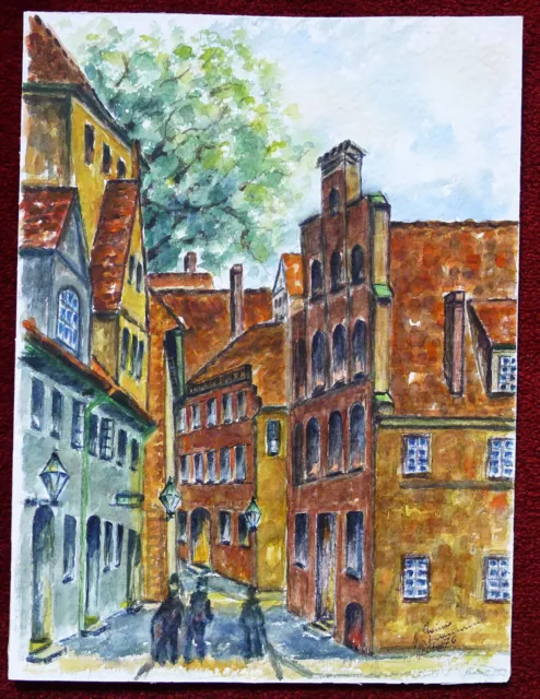 Lübeck, Der Kolk, Aquarell, 40 x 30, 1976,  Bruno Gatermann