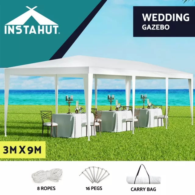 Instahut Gazebo 3x9 Wedding Party Marquee Tent Outdoor Event Camping Shade White