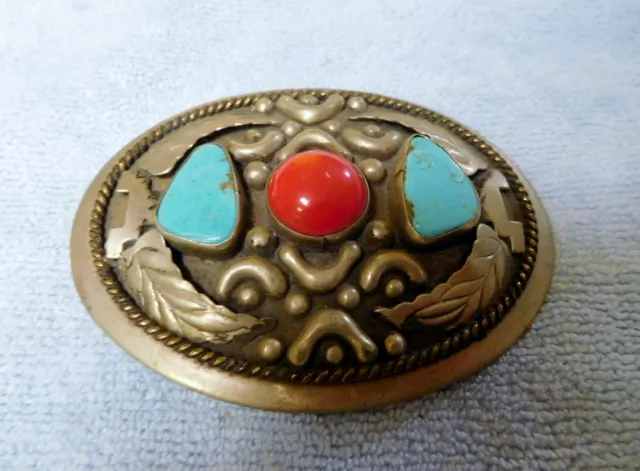 Turquoise/Coral Alpaca, Mexico Buckle