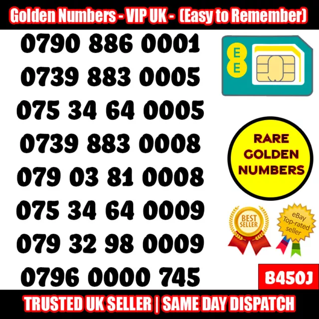 Lotto Sim Gold Easy Numero Di Cellulare Memorabile Platino Vip Uk Pay As You Go - B450J