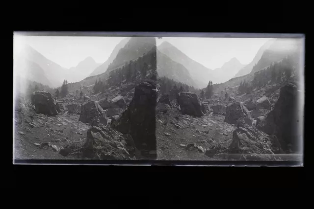 Montagne France Cauterets Photo Stereo L2n18 Vintage Plaque de verre NEGATIF