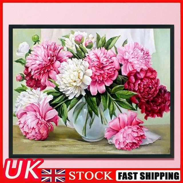Peony Full Cross Stitch 11CT Cotton Thread DIY Printed Embroidery Art Kits Gifts