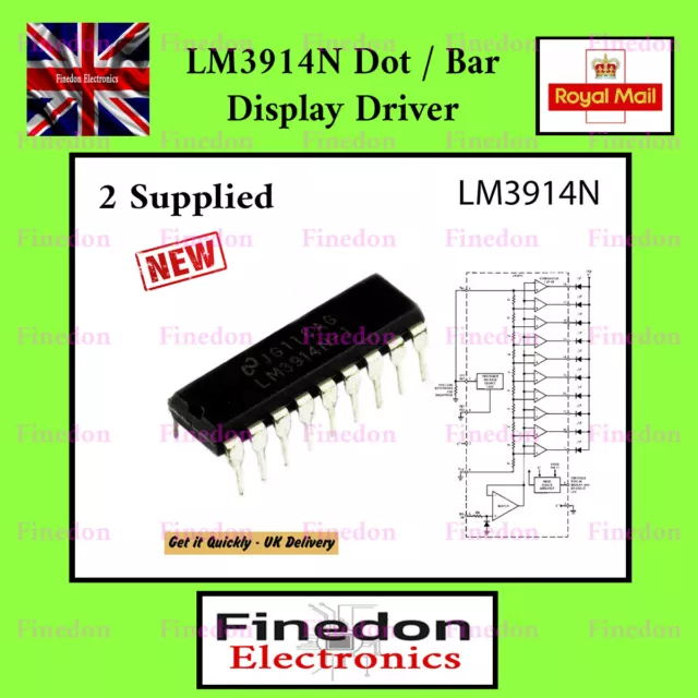 2 x LM3914N DOT/BAR LED Display Driver DRIVER IC Qty 2 UK Seller